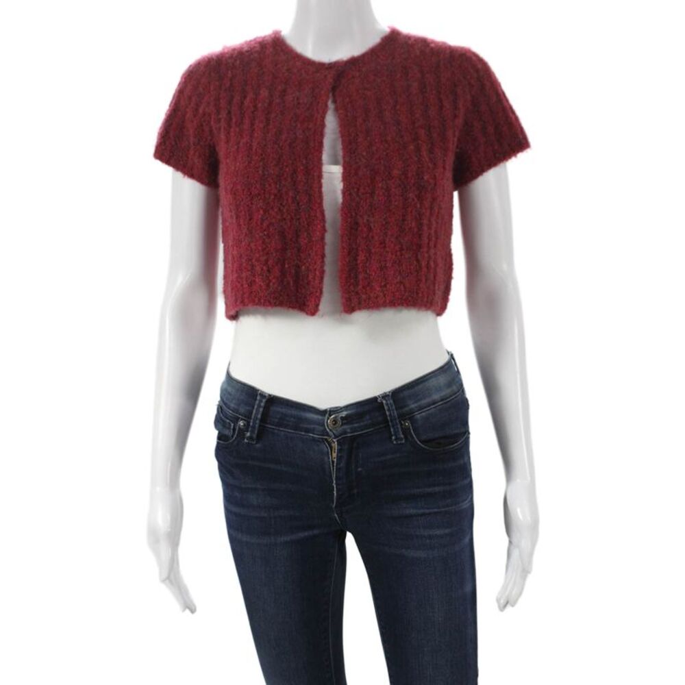 Find Me Now Womens Shrug Sweater Red Short Sleeve Round Neck Size XS
